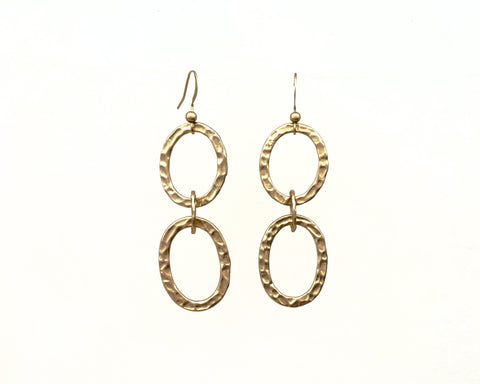 Gold Plated Hammered Hoop Earrings