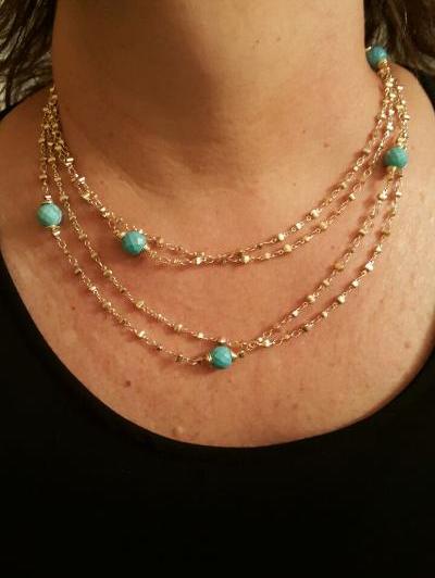 Double Layer Wire Wrapped Turquoise Necklace