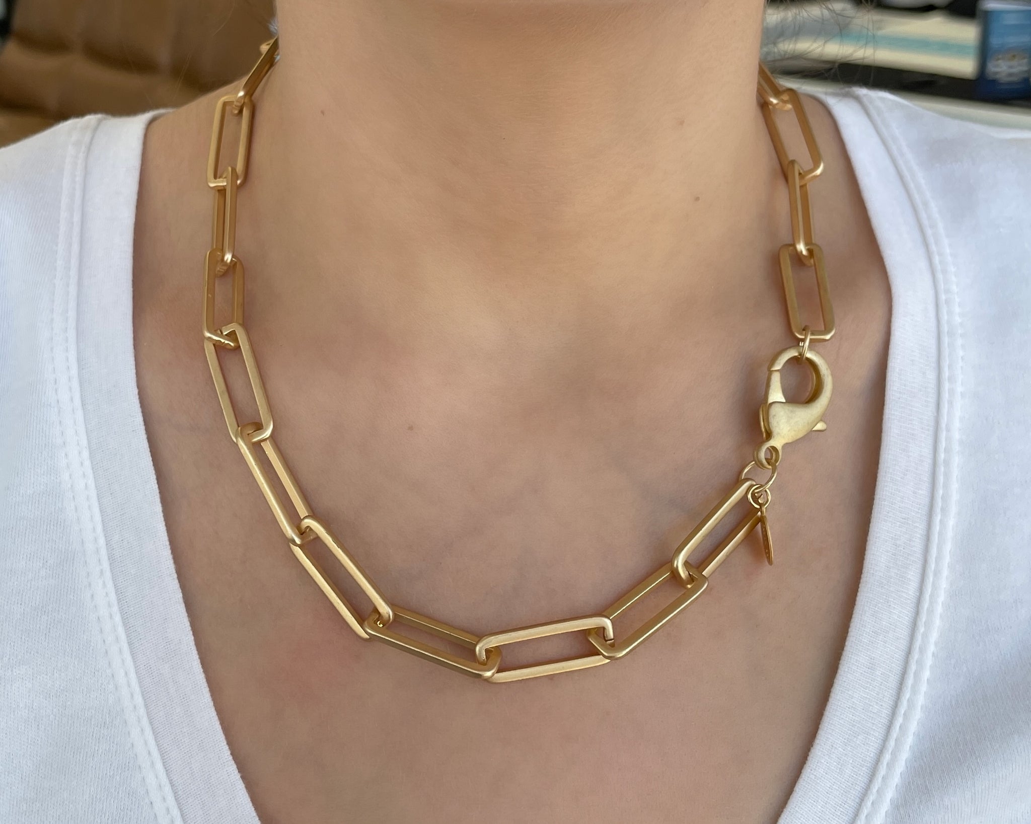 PaperClip chain link necklace or bracelet, 7-30 inches, Gold filled OR -  South Paw Studios Handcrafted Designer Jewelry