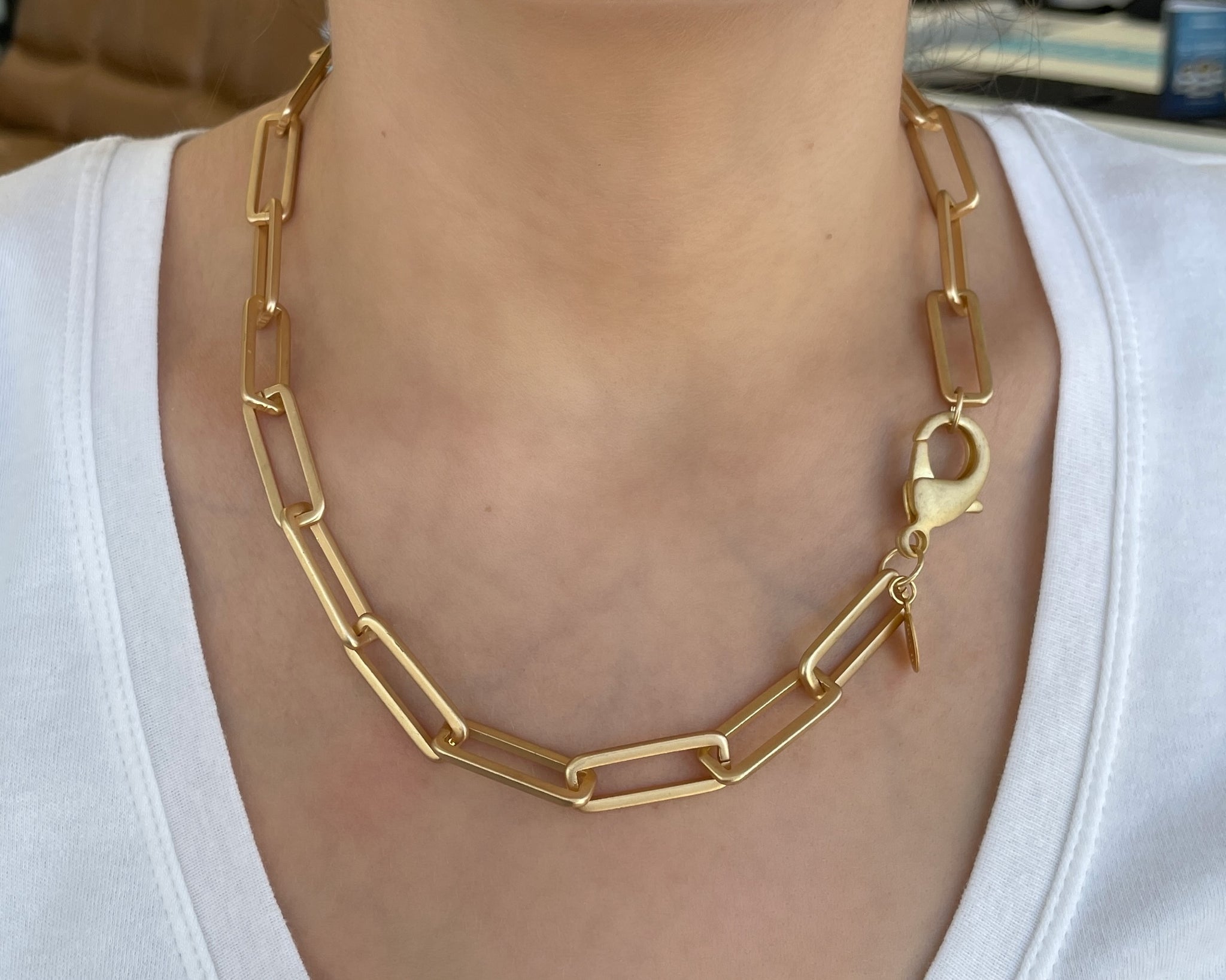 X- Large Gold Paper Clip Necklace – Swara Jewelry