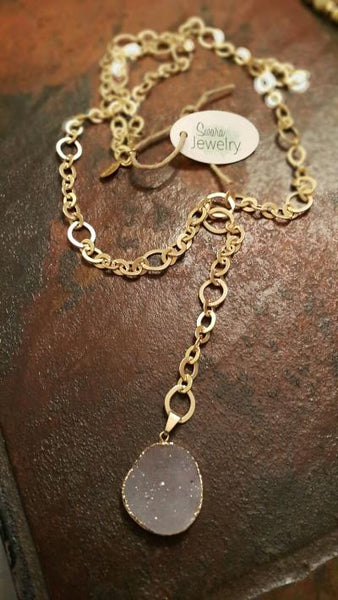 Druzy Lariat Necklace